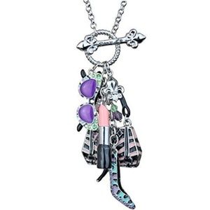 Ritzy Couture "Shopping" Deluxe Multi Charm Necklace (Silvertone)